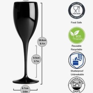 Posh Wine Flutes in Black – Boxed Set of Two