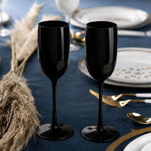 Posh Wine Flutes in Black – Boxed Set of Two