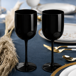 Posh Wine Goblets in Black – Boxed Set of Two
