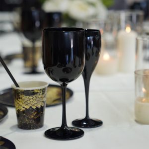 Posh Wine Goblets  in Black – Boxed Set of Two