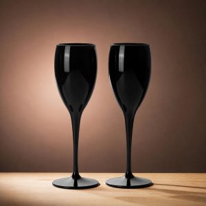 Posh Wine Flutes in Black – Boxed Set of Two