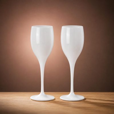 Posh Wine Flutes in White – Boxed Set of Two