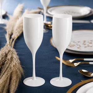 Posh Wine Flutes in White – Boxed Set of Two