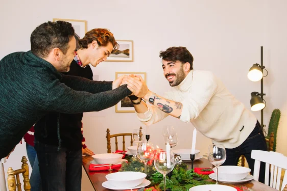 Young Family Having Christmas Dinner